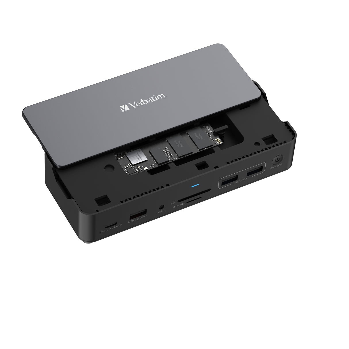 Docking Verbatim Carcasa SSD USB-C Pro 15 en 1 80W Negro, Suministro Eléctrico