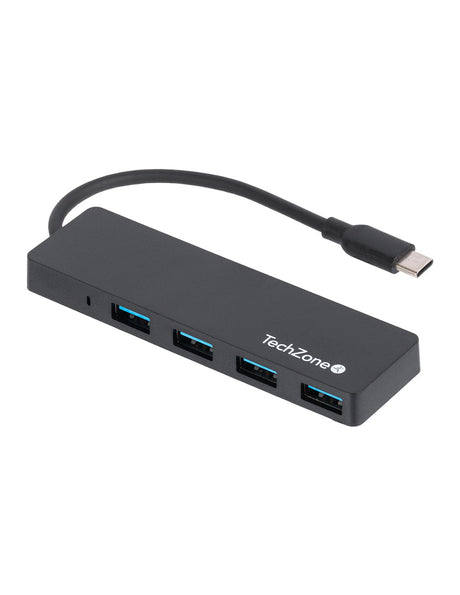 TechZone Connect HUB 3.0 USB 3.2 Gen 1 (3.1 Gen 1) Type-C 500 Mbit/s Negro, Acrilonitrilo butadieno estireno (ABS)