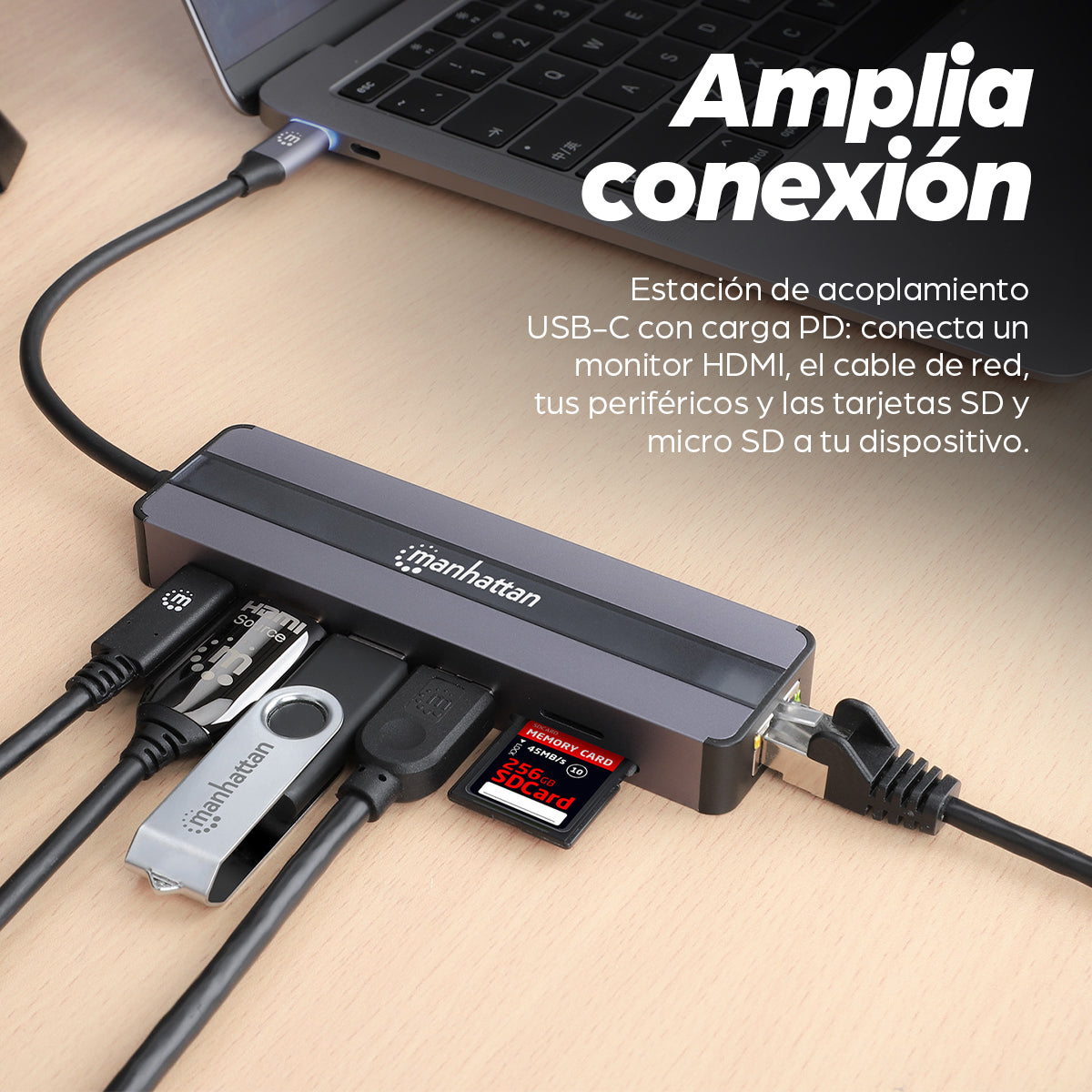 Manhattan 153928 Laptop Alámbrico USB 3.2 Gen 1 (3.1 Gen 1) Type-C 2 1