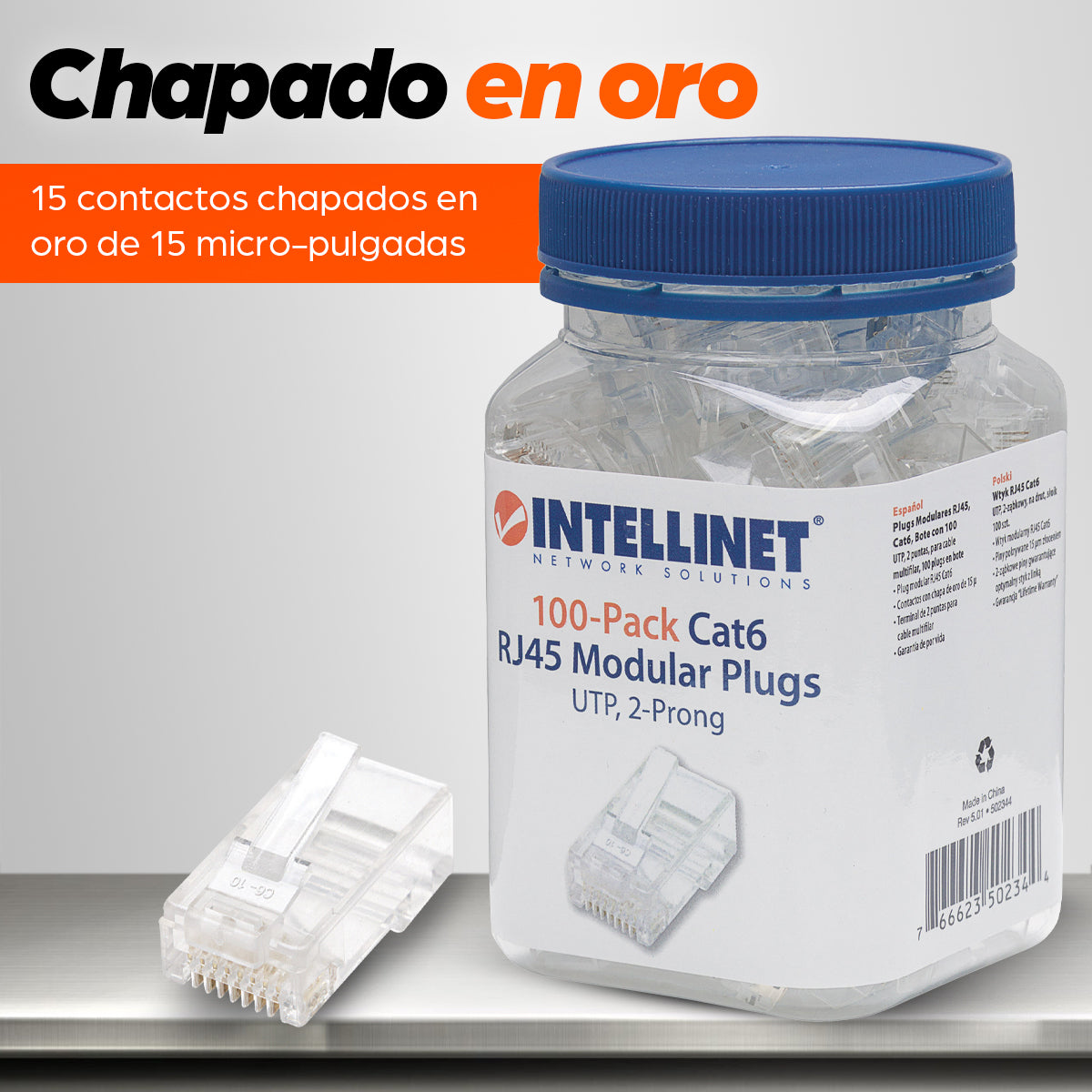Intellinet 502344 conectores RJ-45 Transparente Policarbonato Cat6