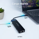 Acteck Gate 8 DH675 Alámbrico USB 3.2 Gen 1 (3.1 Gen 1) Type-C Negro, 100 W, 1000 Mbit/s, MicroSD (TransFlash)