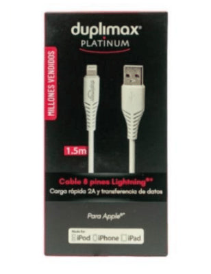 Duplimax DUP536 cable de teléfono móvil Blanco 1,5 m USB A Lightning