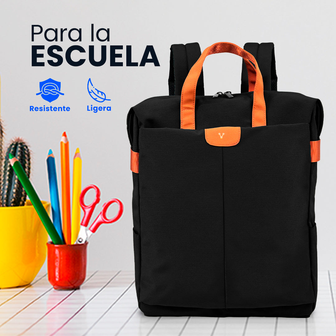 MOCHILA VORAGO BP-301 VINTAGE DOBLE USO LAPTOP 15.6" NEGRA