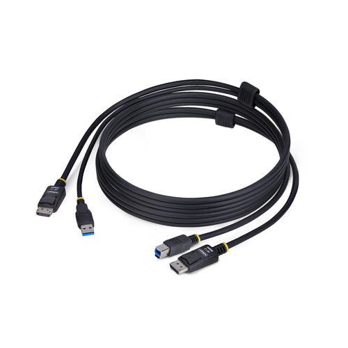 StarTech.com Cable KVM DisplayPort y USB 3.0 5Gbps de 1,8m - 4K 60Hz - Cable Combo DP 1.2 y USB para Switch Conmutador K