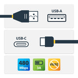 StarTech.com Cable de Carga USB-A a USB-C de 2m - Cable de Carga Rápida de Servicio Pesado USB Tipo C - Cable USB 2.0 - Cable USB Tipo C Acodado -