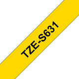 CINTA BROTHER TZES631 NEGRO SOBRE AMARILLO 12MM X 8M ADHESIVO IND EXTRA FUERTE