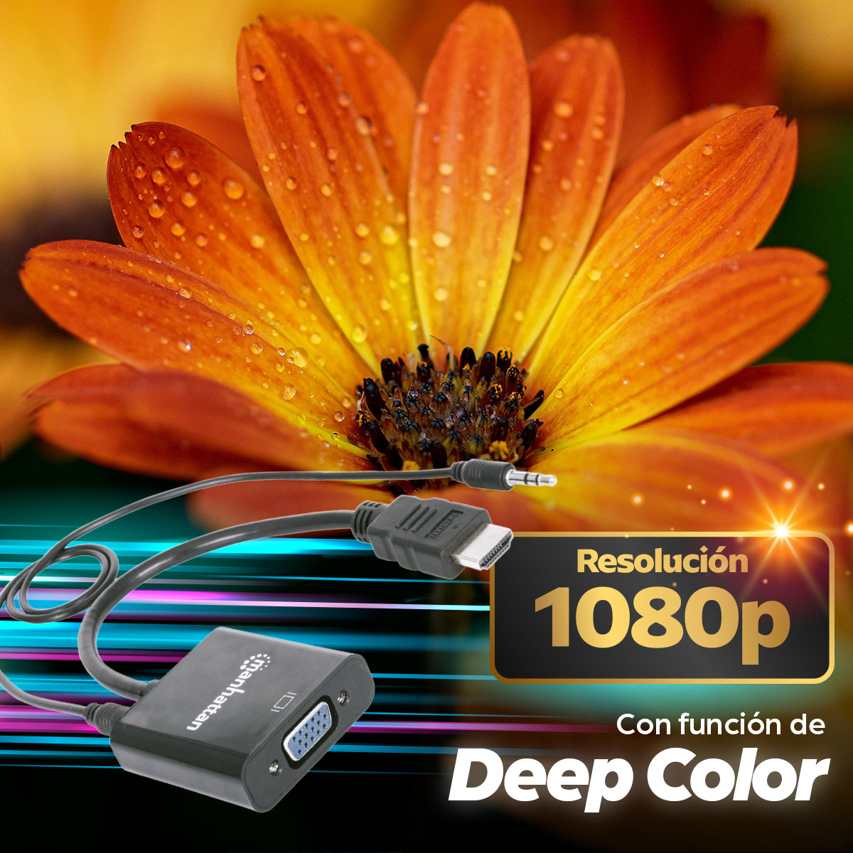 Manhattan Convertidor HDMI a VGA Cable Derecho Derecho Níquel/dorado 0,3 m
