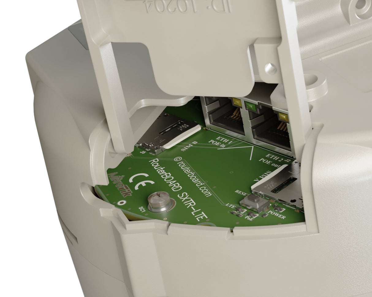 SXTR&FG621-EA, SXT LTE6 kit, Ruteador con antena y modem para 4G (LTE), 2 x 10/100, 2 Ranuras SIM 4G CAT6 (LTE) soporta 