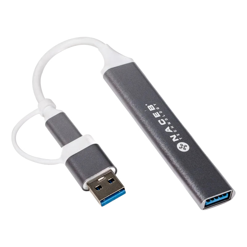 Naceb Technology NA-0124 nodo concentrador USB Tipo C Plata, Aluminio, Elastómero termoplástico (TPE), 0.011 m