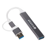 Naceb Technology NA-0124 nodo concentrador USB Tipo C Plata, Aluminio, Elastómero termoplástico (TPE), 0.011 m