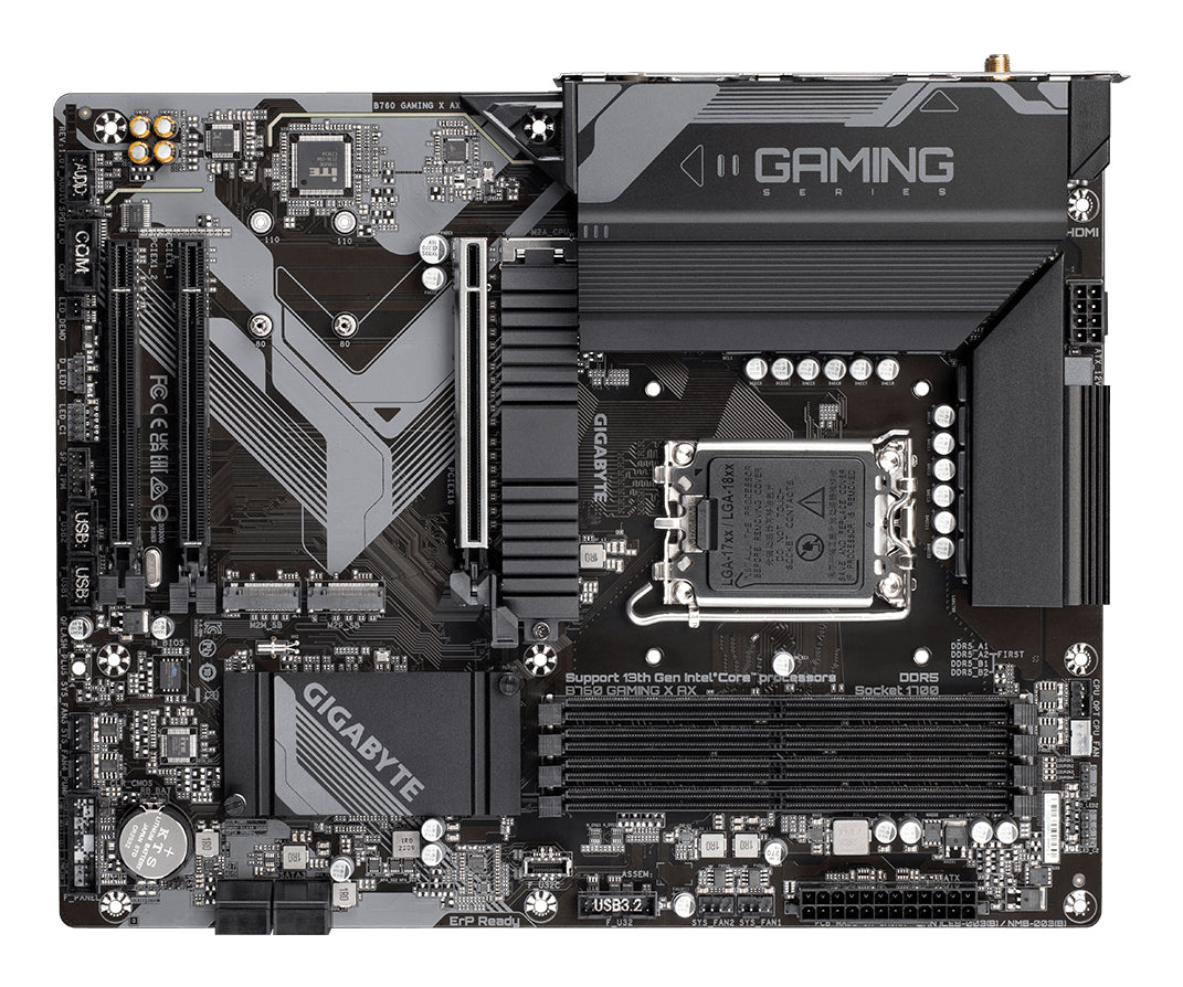 GIGABYTE B760 GAMING X AX Placa Base - Compatible con procesadores Intel Core de 14ª generación, VRM digital de 8+1+1 fases, hasta 7600MHz DDR5 (OC), 3x PCIe 4.0 M.2, Wi-Fi 6E, 2.5GbE LAN, USB 3.2 Gen 2 placas base Intel LGA 1700 LGA 1700 DDR5-SDRAM