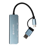 Naceb Technology NA-0126 nodo concentrador USB Tipo C Negro, Azul, Aluminio, Elastómero termoplástico (TPE), 0.015 m