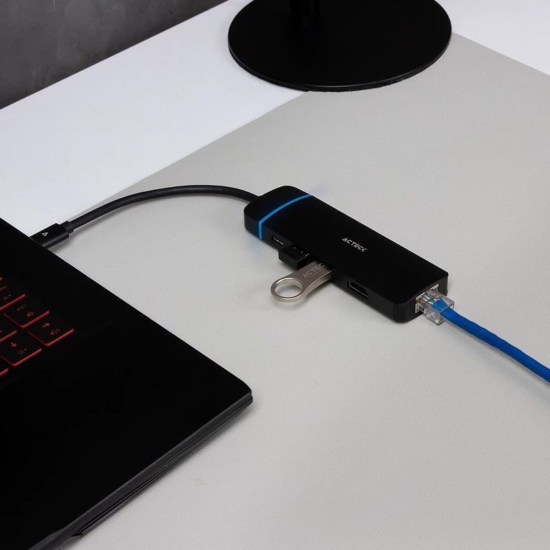 Acteck GATE 5 DH650 USB Tipo C 10200 Mbit/s Negro, HDMI, 3840 x 2160 Pixeles
