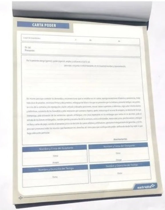 BLOCK ESTRELLA CARTA PODER 50 HJS