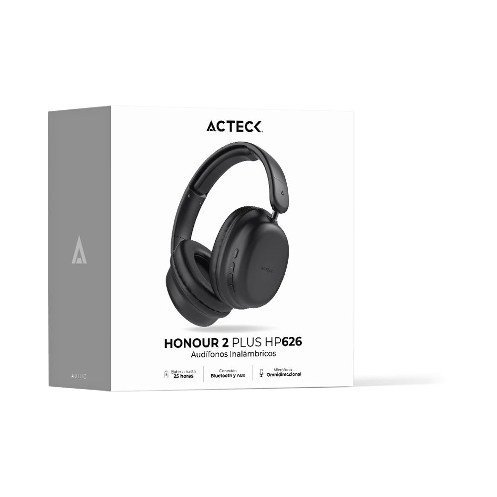 Acteck Honour 2 Plus HP626 Auriculares Inalámbrico y alámbrico Diadema Llamadas/Música USB Tipo C Bluetooth Negro