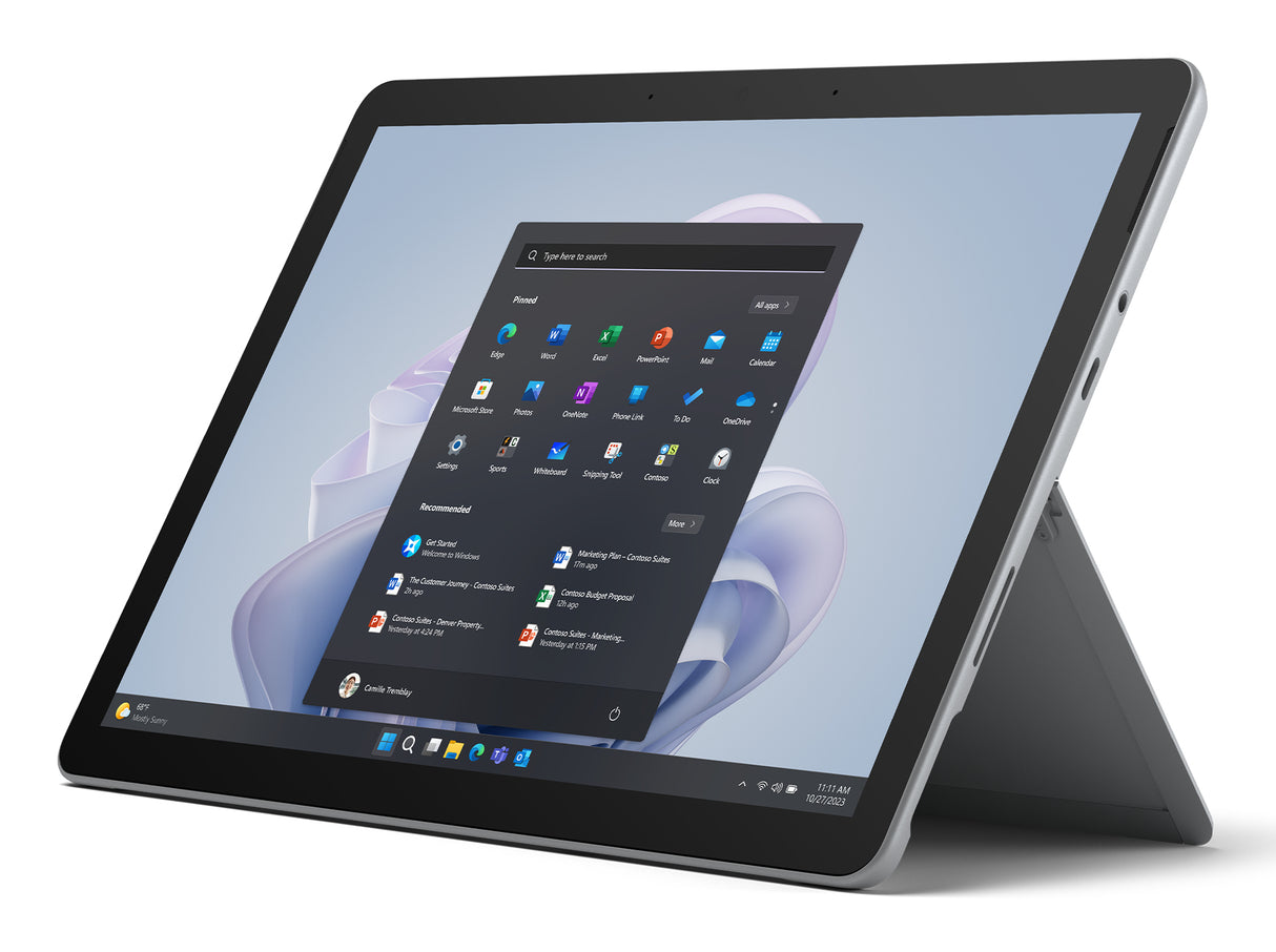 Microsoft Surface Go 4 Intel® N 128 GB 26.7 cm (10.5") 8 GB Wi-Fi 6 (802.11ax) Windows 11 Pro Platino, 1920 x 1280 Pixel