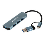 Naceb Technology NA-0126 nodo concentrador USB Tipo C Negro, Azul, Aluminio, Elastómero termoplástico (TPE), 0.015 m