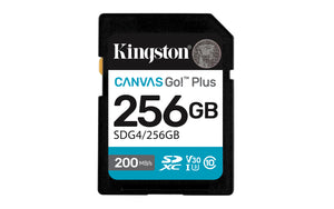 Kingston Technology Canvas Go! Plus 256GB SDXC Canvas Go Plus Gen4 200MB/s C10 UHS-I U3 V30 Memoria Flash 256 GB SDXC 200 MB/s 160 MB/s