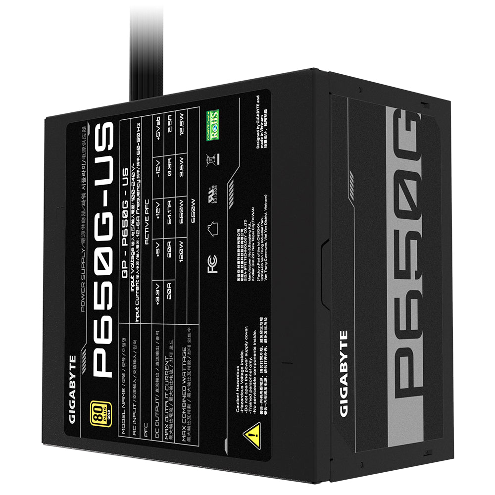 GIGABYTE GP-P650G-US unidades de fuentes de alimentación 650 W 100 - 240 V 12 - 6 A 12 A