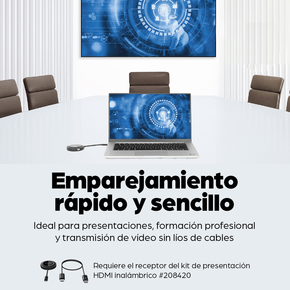 Manhattan Adaptador inalámbrico HDMI 1080p con transmisor USB-C, dongle para mostrar vídeo de forma inalámbrica desde un