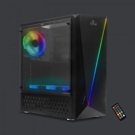 GABINETE YEYIAN GAMER YCH-LAR7-01BK CRESCENT ATX 3 VENT ARGB CRIS/TEMP