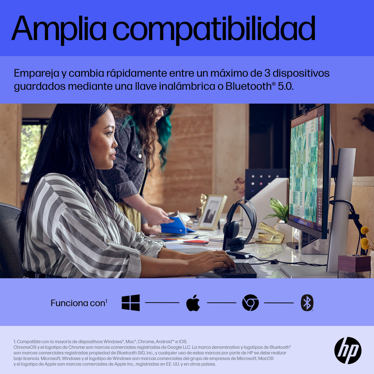 HP Ratón multidispositivo recargable HP 715 Ratones Oficina RF Wireless + USB Type-A Ambidextro