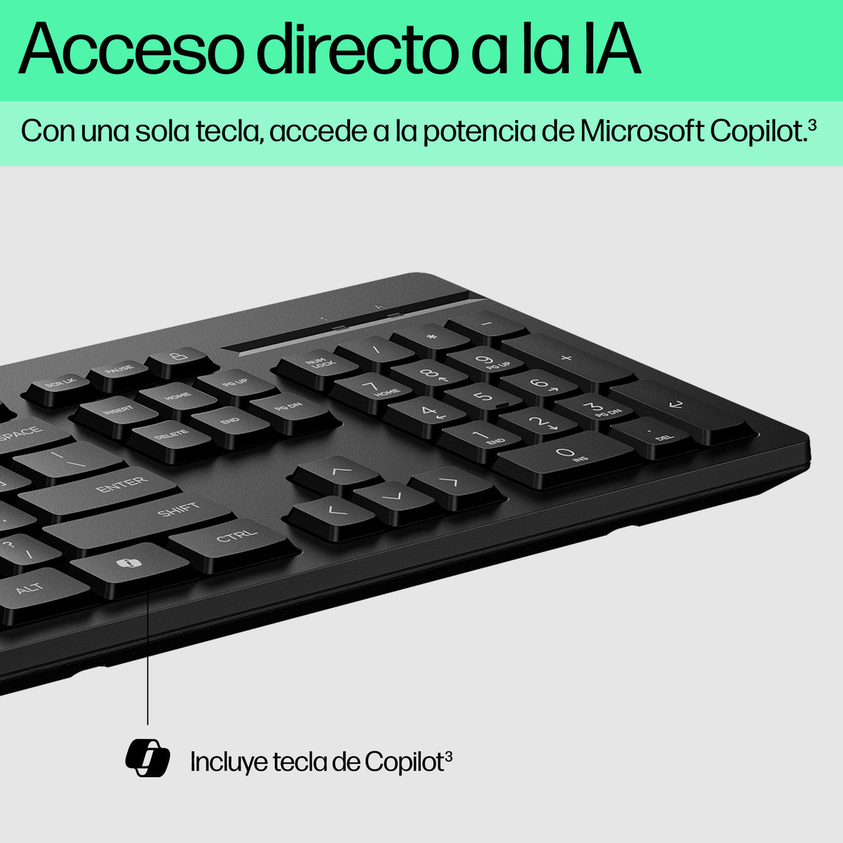 HP Teclado 125 con cable, Tamaño completo (100%), Alámbrico, USB, 266C9AA#ABM