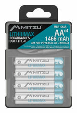 MITZU MLR-4XAA pila de uso doméstico Batería recargable AA Litio, 4 pieza(s), 1466 mAh