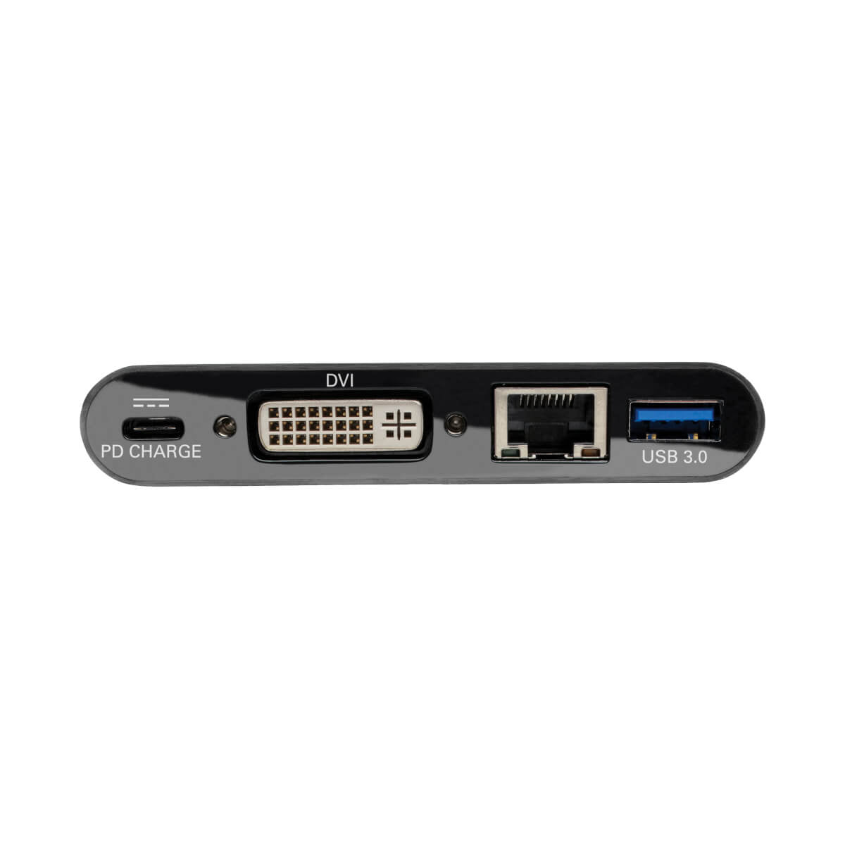 Tripp Lite U444-06N-DGUB-C Adaptador multipuerto USB-C, DVI, puerto Hub USB 3.x (5 Gbps), Gbe y Carga PD, Negro