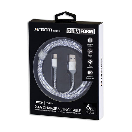 ArgomTech ARG-CB-0025WT cable USB USB 2.0 1.8 m USB C USB A Blanco, 0.48 Gbit/s