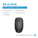 HP Mouse inalámbrico compacto 235, Ambidiestro, Óptico, 1600 DPI, 4E407AA#ABM