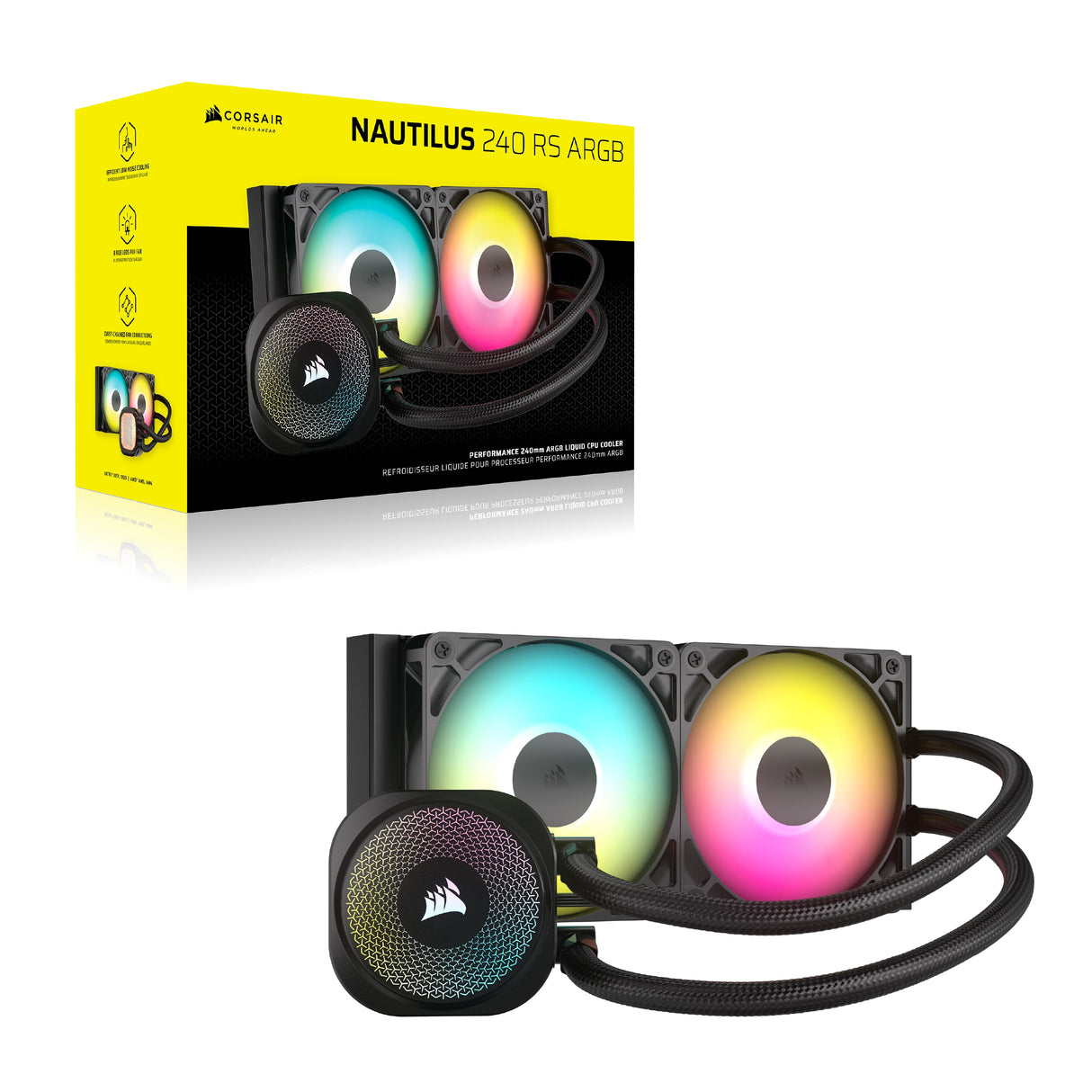 Corsair Nautilus 240 RS ARGB Liquid Procesador Refrigerador de líquidos todo en uno Negro 1 pieza(s), 2100 RPM