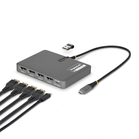 StarTech.com QUAD-USB-DP-ADAPT Bases para portátiles y replicadores de puertos Alámbrico USB 3.2 Gen 1 (3.1 Gen 1) Type-