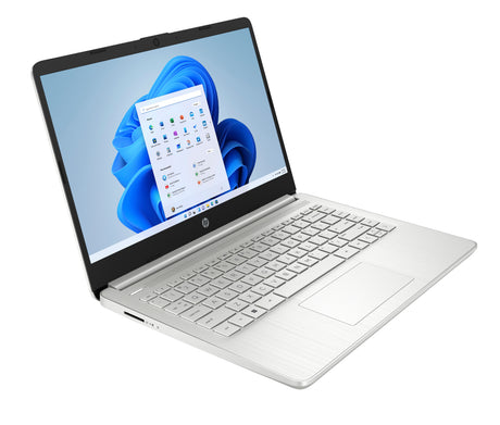 HP 14-dq0532la Intel® Celeron® N4120 Computadora portátil 35.6 cm (14") HD 4 GB DDR4-SDRAM 128 GB SSD Wi-Fi 5 (802.11ac) Windows 11 Home Plata