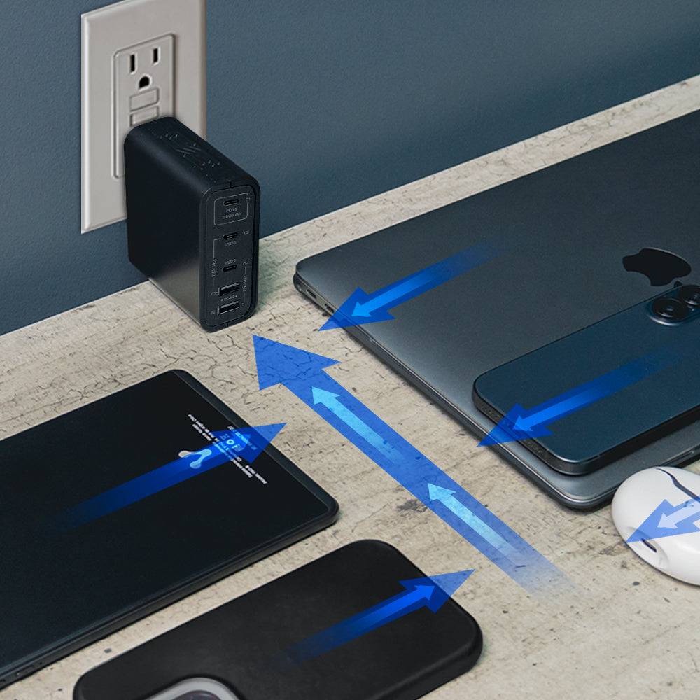 CARGADOR DE PARED VORAGO AU-600 TIPO C 100W PD 5 PUERTOS QUICK CHARGE 3.0 NEGRO