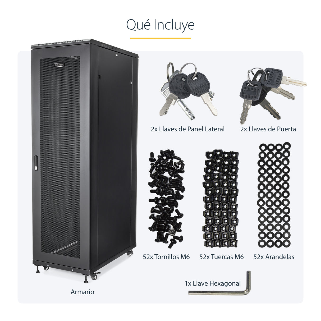 StarTech.com Rack Armario de Equipos de 4 Columnas 42U - Profundidad de 36in - Rack Armario de 19 Pulgadas con Ruedas -