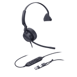 UH44-MONO-TEAMS-USB-C/A - Auriculares Mono USB / Cancelación de Ruido AI Dual-Mic / Altavoz 35 mm / USB-C con Adaptador A / Indicador de Ocupado / Microsoft Teams