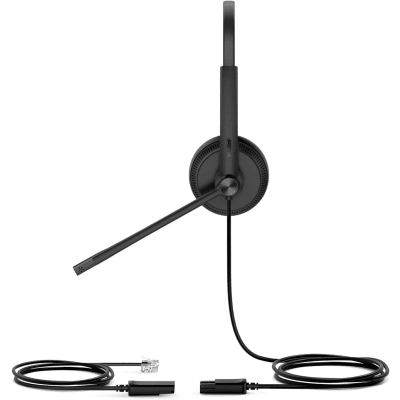 YHS34-DUAL - Diadema Alámbrica / Audio HD / Cancelación de Ruido Pasiva / Conexión QD a RJ9 / Almohadillas de Cuero / Brazo Flexible 330°