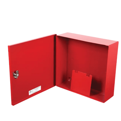 EM1212DOC - Caja Metálica Roja Serie | Documentos De Registro Del Sistema | Con Cerradura De Botón | 12x12x4