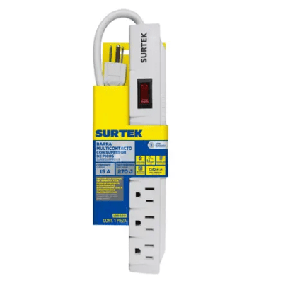 SYS-136220 - Surtek Multicontacto / Supresor de Picos 270 J / 6 Salidas NEMA 5-15R SYS-136220
