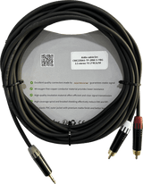 CMC220AS-TP-2RM-5-YBG1 - Cosmiconn Cable Audio 3.5mm a 2 RCA / Diferenciador Blanco y Rojo / Conectores Negros