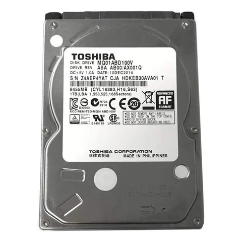 Toshiba MQ01ABD100V disco duro interno 1 TB 5400 RPM 2.5" SATA