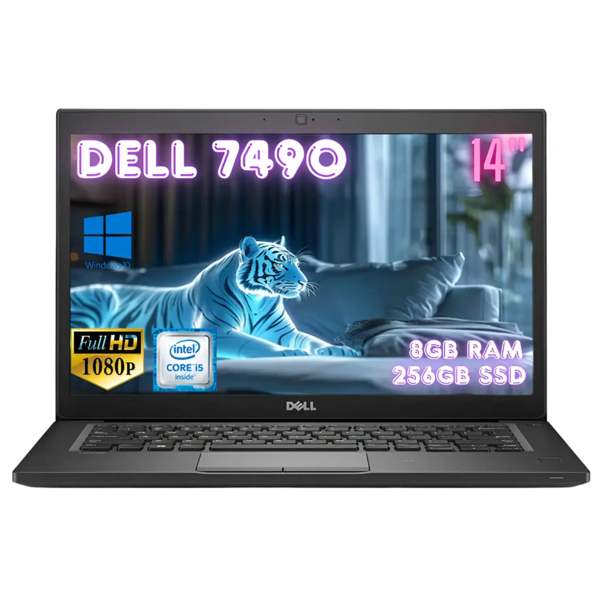 Refurbished Grade A - Dell Latitude 7490 Notebook, 14-in FHD (1920 x 1080), Webcam, 1x Intel Core i5 Quad (i5-8th) 1.60 GHz 8 GB RAM, 256 GB SSD, No Optical, Intel Integrated Graphics, Backlit Keyboard, Windows 11 Professional