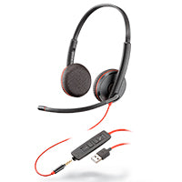 HP Poly Auriculares Poly Blackwire 3225 estéreo USB-C + conector de 3,5 mm + adaptador USB-C/A (paquete) Auriculares Auriculares Diadema Oficina/Centro de llamadas Binaural