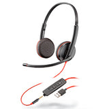 HP Poly Auriculares Poly Blackwire 3225 estéreo USB-C + conector de 3,5 mm + adaptador USB-C/A (paquete) Auriculares Auriculares Diadema Oficina/Centro de llamadas Binaural