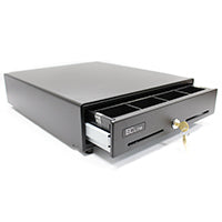 Cajón para Dinero EC Line Junior, Capacidad para 4 Billetes y 8 Separadores para Monedas, RJ-11. Color Negro.