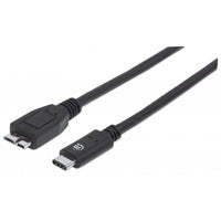 Cable Manhattan USB-C a Micro USB, 1m, Transferencia de Datos de Alta Velocidad, 480 Mbps, Conectores Dorados