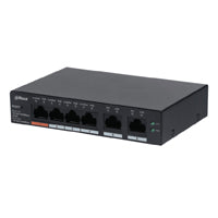 Switch PoE DAHUA CS4006-4GT-60 - 6 Puertos Gigabit/ 4 Puertos PoE/ 2 Uplink/ 60W/ Nube/ PoE 250m/ Metálico/ Switching 12Gbps