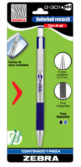Zebra G-301 Gel bolígrafos de punta redonda Negro, Plata Negro 0,7 mm 1 pieza(s)