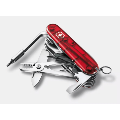 1.7775.T - Navaja Multifunción Cyber Tool L / 39 Herramientas Profesionales / Para Técnicos Digitales / Llave Tuercas Tecnológica / Dados Hexagonales D-SUB / Set Bits Phillips-Torx-Hex / ABS-Cellidor Rojo / Fabricación Suiza